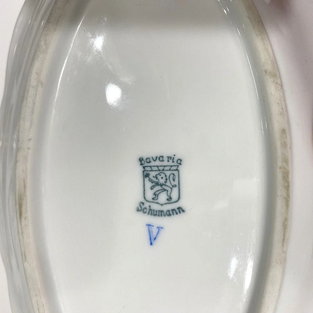 Vintage Schumann Bavarian porcelain relish dish oval floral colorful display